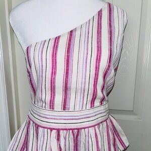 NWOT, Mi Ami Sloan, One shoulder Stripe Peplum top, Sm